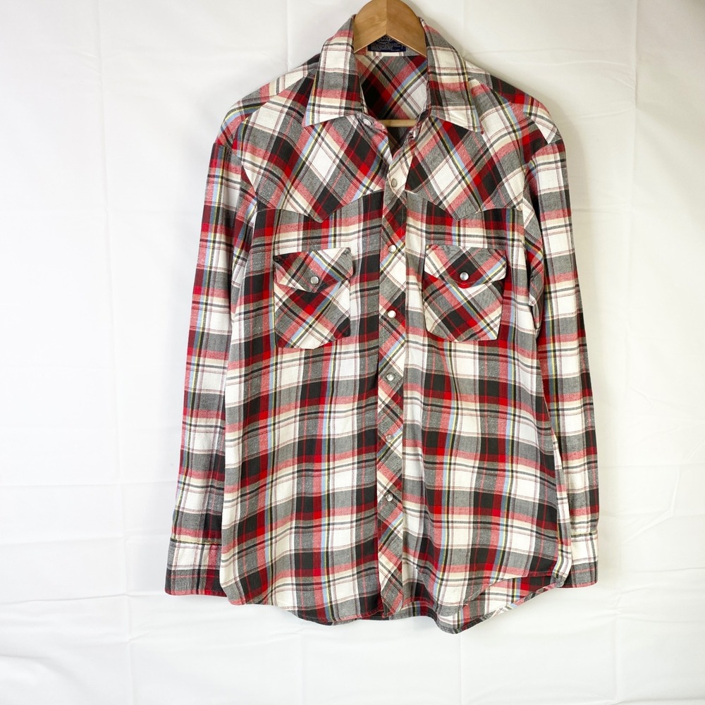 Lariat Plaid Western Snap Shirt Medium Western Rodeo‎ Cowboy L